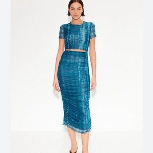 Simon Miller Leo Mesh Blue Midi Dress Size M